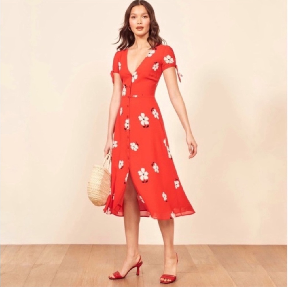 NWOT Reformation Rosalinda Red Poppy Dress